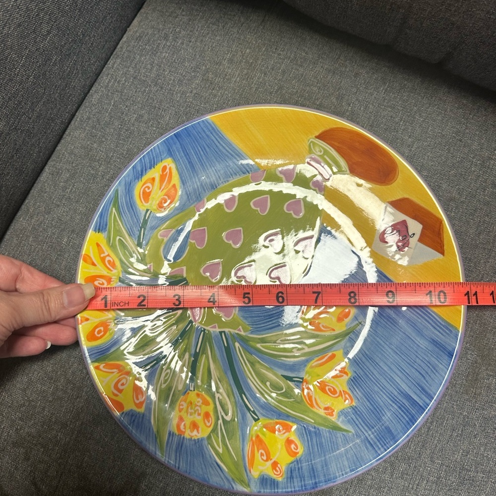 Anthropologie Claire Ware Colorful Floral Art Plate - Picture 8 of 8
